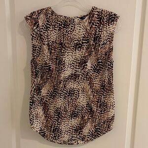 Express Abstract Print Blouse in Black and Cream